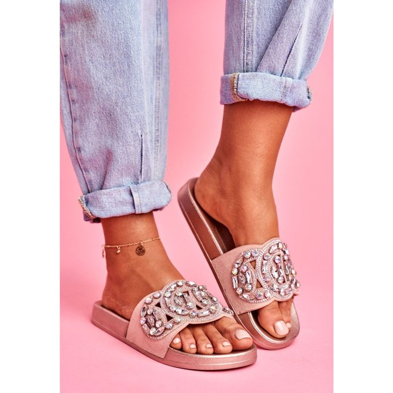 PS1 Naisten tossut kristalleilla vaaleanpunainen kulta Audrey keltainen 1