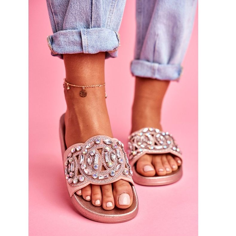 PS1 Naisten tossut kristalleilla vaaleanpunainen kulta Audrey keltainen 2