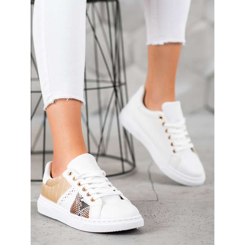 SHELOVET Mukavat valkoiset lenkkarit valkoinen keltainen 2