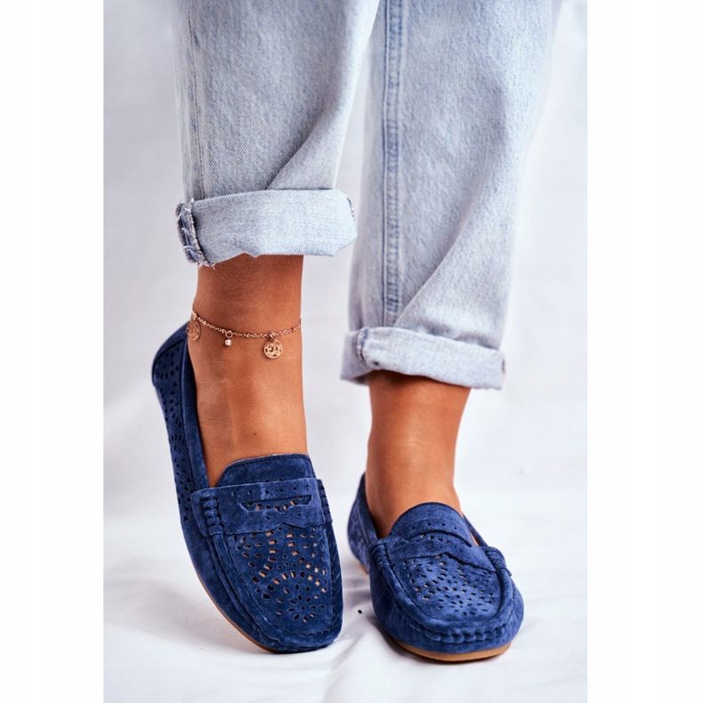S.Barski Naisten Loaferit, joissa aitoa nahkaa Navy Blue Salem tummansininen 2