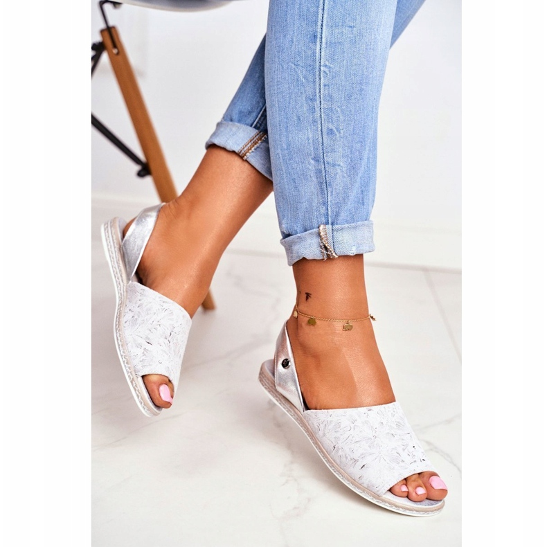 Naisten sandaalit Flat Sergio Leone Silver SK030 harmaa 2