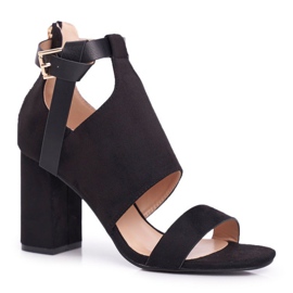 Vinceza Naisten sandaalit korkokengillä, joissa on varren mustat kämmenet 1