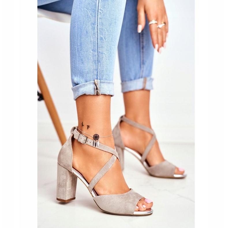 Naisten sandaalit korkokenkiä Sergio Leone harmaa SK865 1