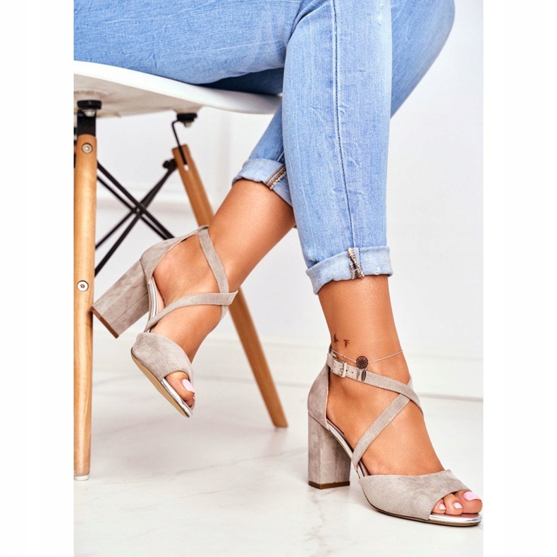 Naisten sandaalit korkokenkiä Sergio Leone harmaa SK865 2