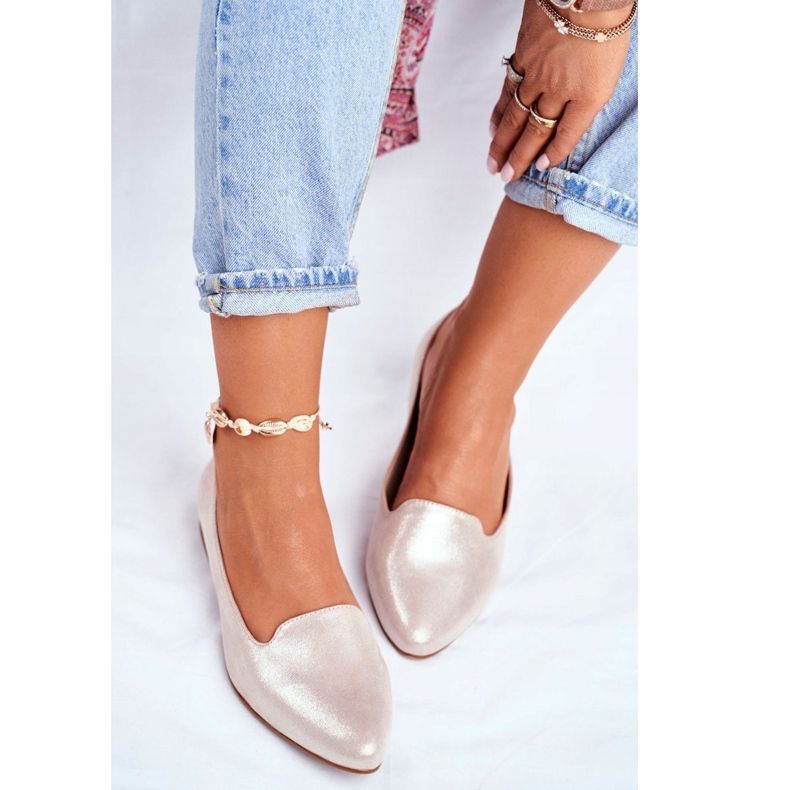 Naisten ballerinat Sergio Leone Beige Gold BL610 kultainen 1