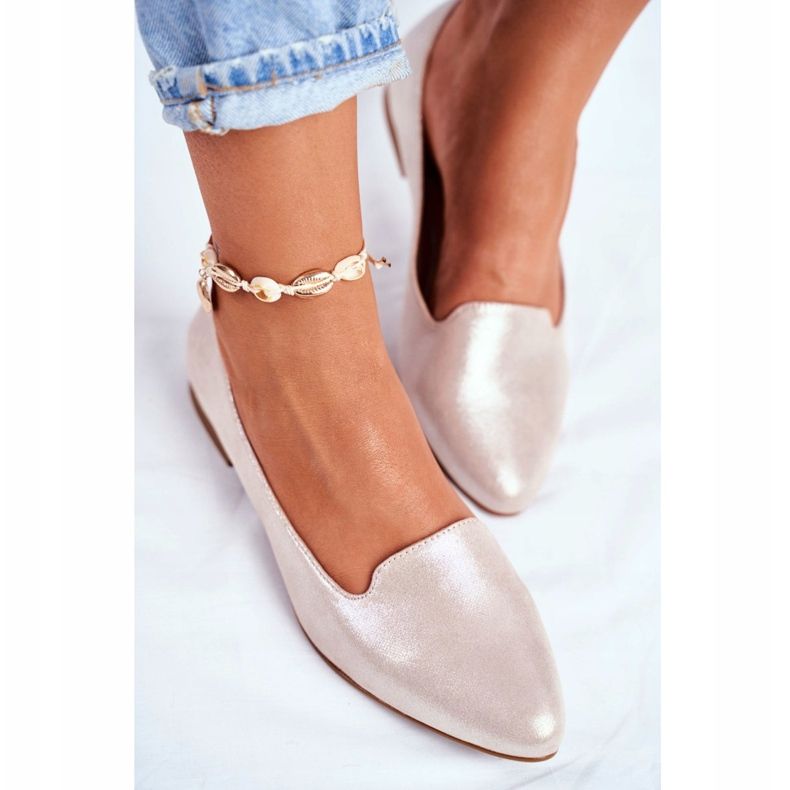 Naisten ballerinat Sergio Leone Beige Gold BL610 kultainen 2