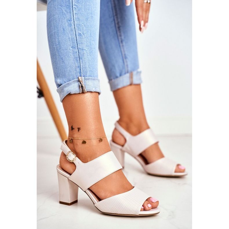 Naisten sandaalit korkokenkiä Sergio Leone Beige Perła SK778 1