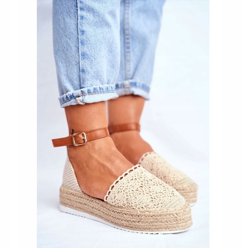 HAN Naisten Espadrilles Beige Palm Spring Pellava Platform 1