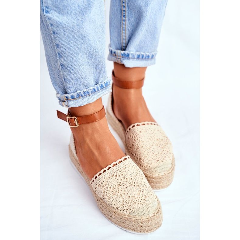 HAN Naisten Espadrilles Beige Palm Spring Pellava Platform 2
