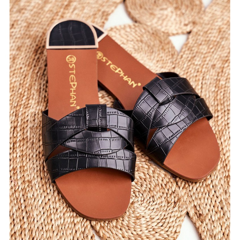 Naisten tohvelit Snake Skin Black Chance musta 1