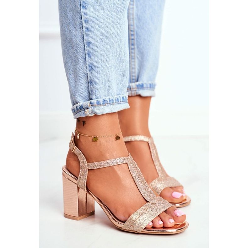 HAN Naisten sandaalit kantapäällä Glitter Champagne Perfecto vaaleanpunainen keltainen 1