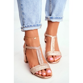 HAN Naisten sandaalit kantapäällä Glitter Champagne Perfecto vaaleanpunainen keltainen 2