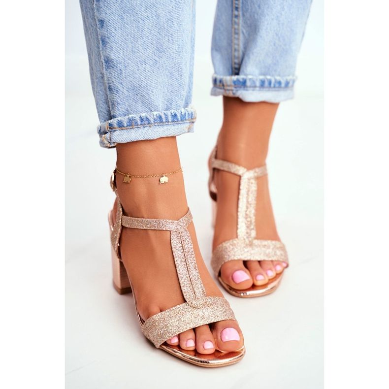 HAN Naisten sandaalit kantapäällä Glitter Champagne Perfecto vaaleanpunainen keltainen 2