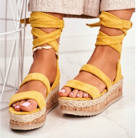 FS1 Naisten sandaalit lavalla sidottu keltainen La Favorite 2