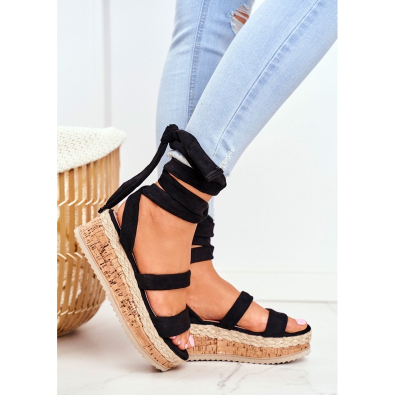 HAN Naisten sandaalit lavalla sidottu musta La Favorite 1