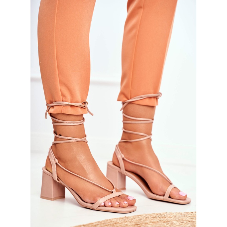 HAN Naisten sandaalit kantapäässä sidottu beige aamu 2