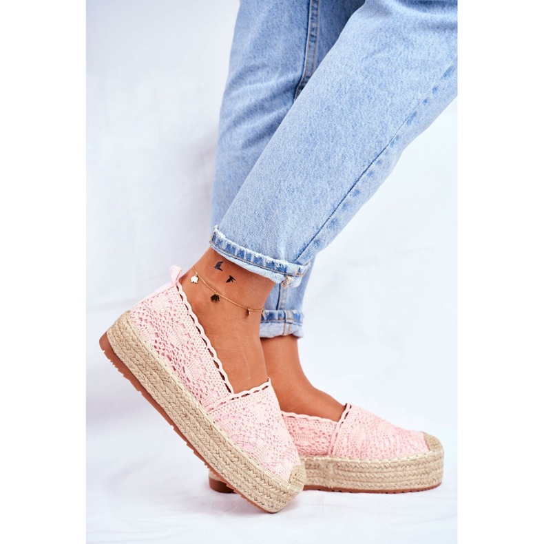 ADY Naisten Espadrilles Lace Pink Desante Platform vaaleanpunainen 2
