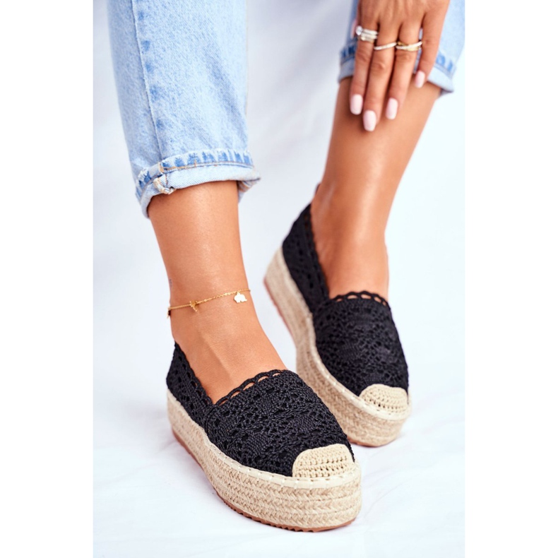 ADY Naisten Espadrilles Lace Black Desante Platform musta 1