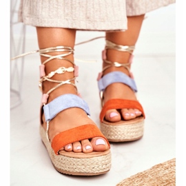 Naisten espadrillit lavalla sidottu oranssi Fuerta 2