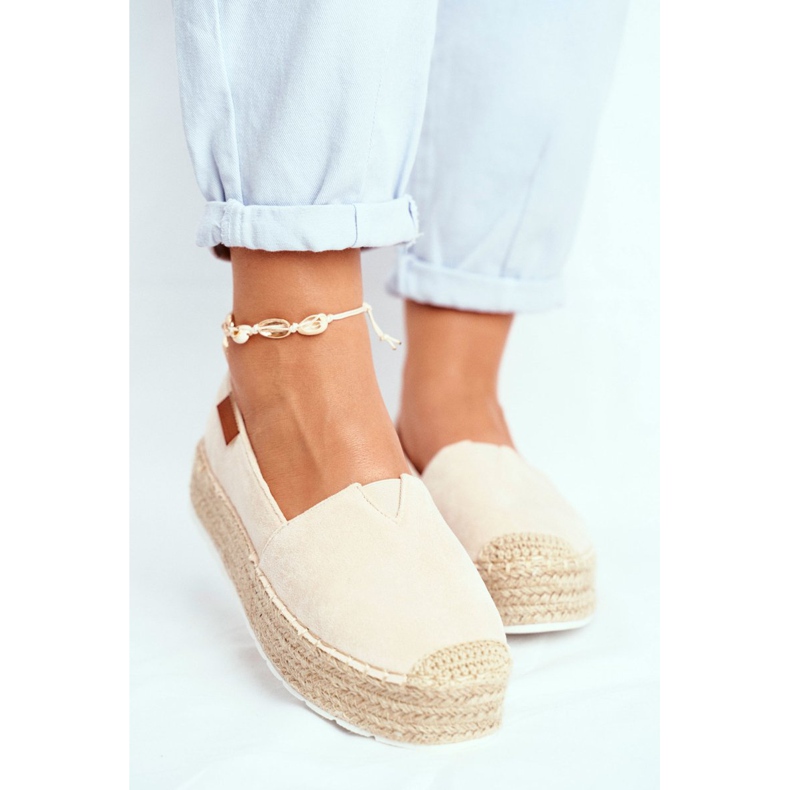 FRBS Naisten Espadrilles Beige La Playa Pellava Platform 2