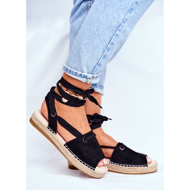 FRJ Naisten espadrillit pellava -alustalla Musta Monacoz 2