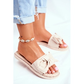 FRJ Naisten beige onnellisuustossut, joissa on rusetti 2