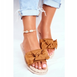 FRJ Naisten tossut, joissa on rusetti Camel Happiness ruskea 1