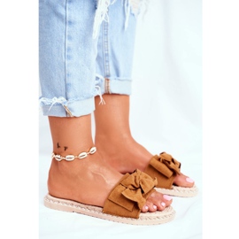 FRJ Naisten tossut, joissa on rusetti Camel Happiness ruskea 2