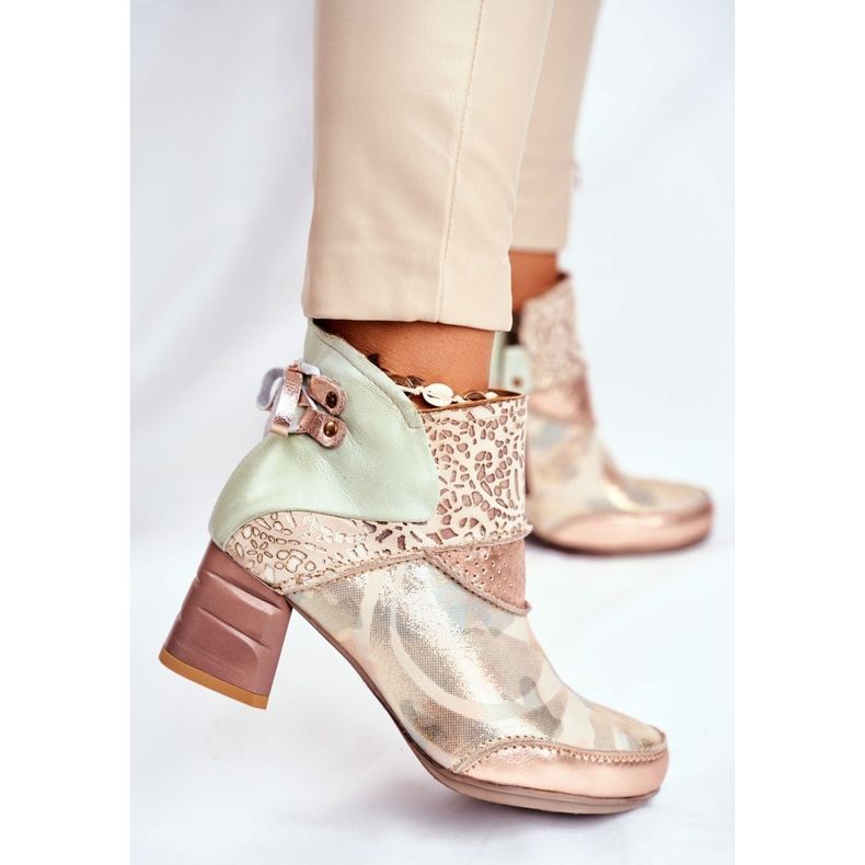 Naisten saappaat korkokenkiä Maciejka Beige 03410-04 ruskea vihreä 1