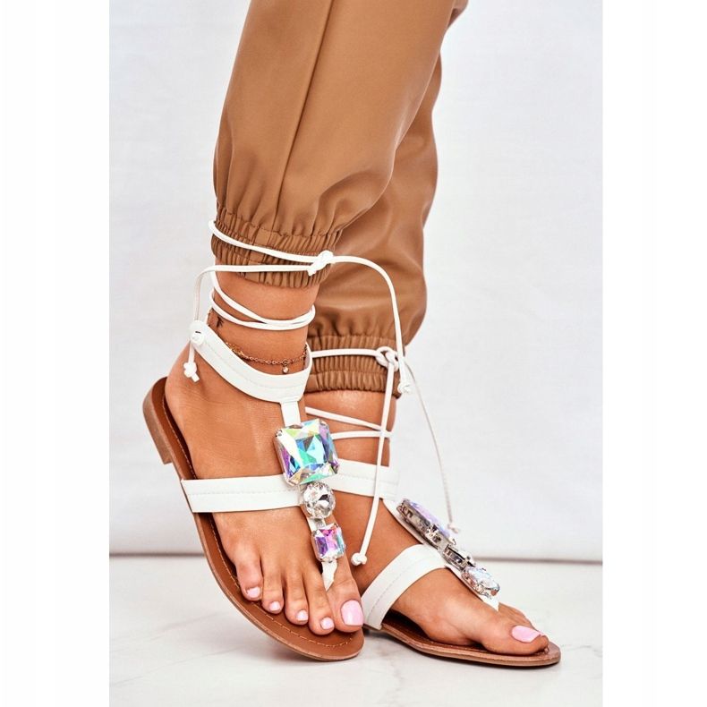 PS1 Naisten sandaalit Gladiator kristallilla Valkoinen Volare 1