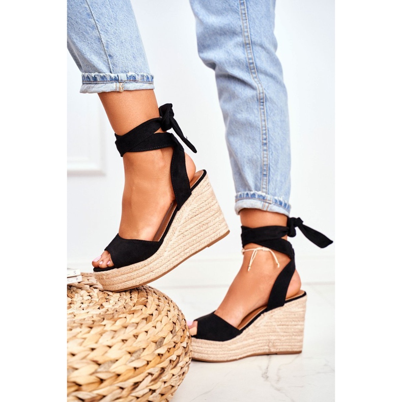FRID Naisten sandaalit Wedge Espadrilles Black Ollie musta 1