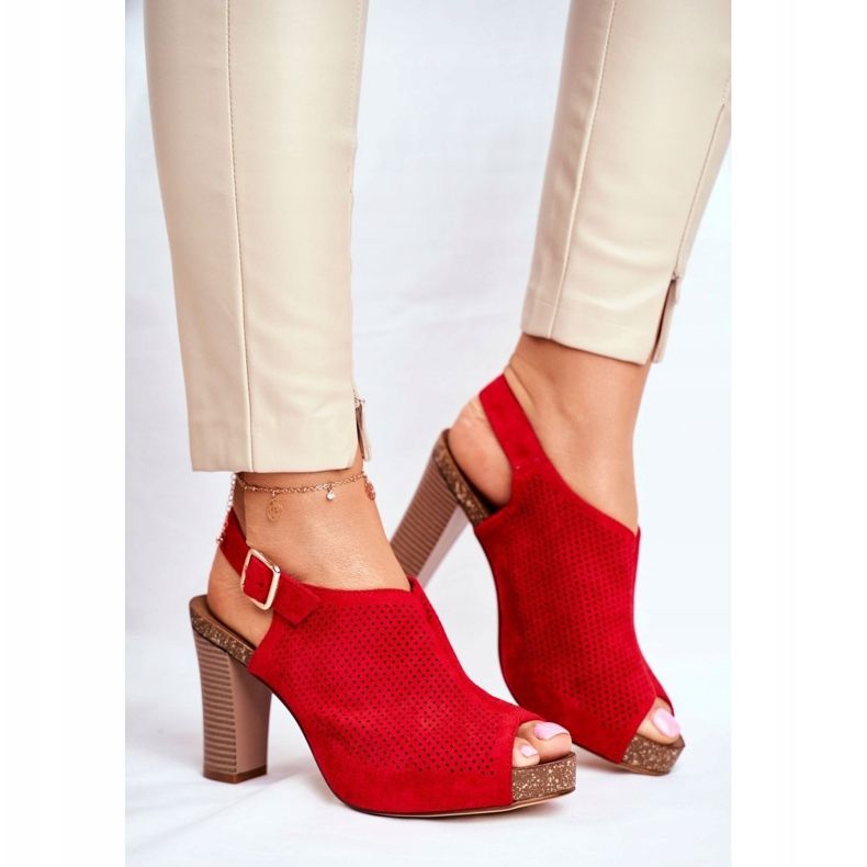 Naisten sandaalit korkokenkiä Sergio Leone SK855 Red Senillo punainen 1