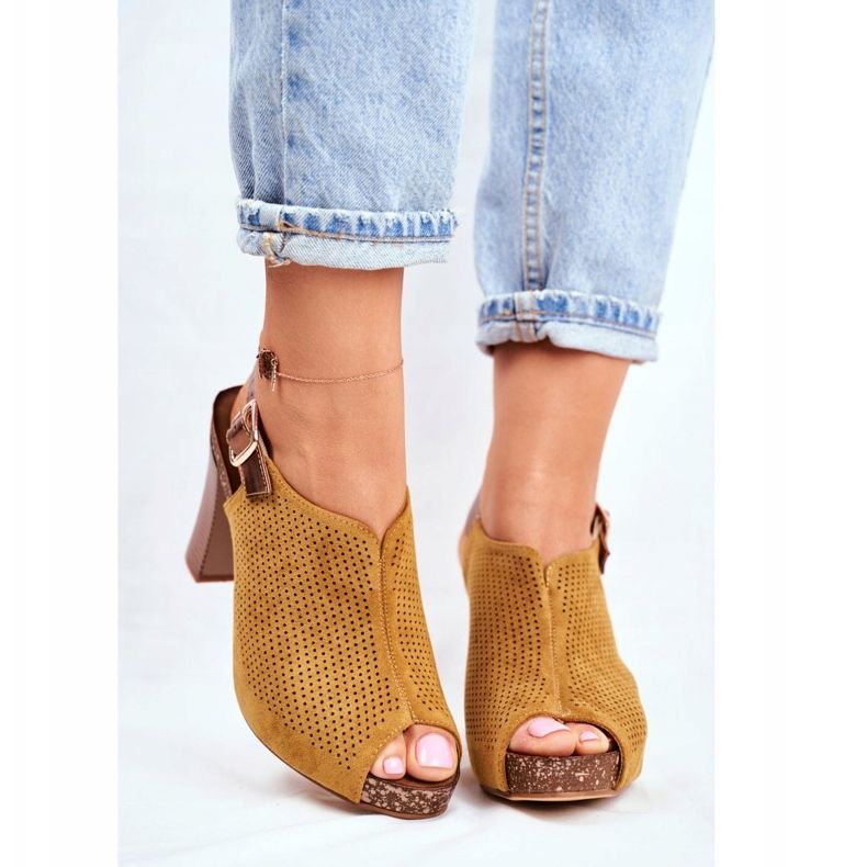 Naisten sandaalit korkealla korolla Sergio Leone SK855 Keltainen Senillo 2