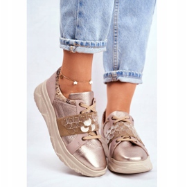 Urheilukengät Naisten nahkakengät Maciejka 04448-25 beige monivärinen kultainen 2