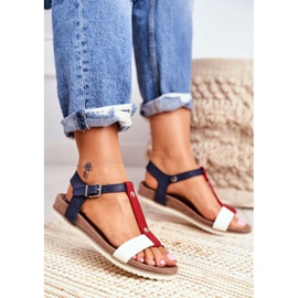 EVE Naisten sandaalit Flat Shaped 8SD35-0306 Navy Blue Dubi ruskea tummansininen 1