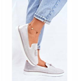 EVE Naisten Loaferit Nahka Hopea Amore Mio harmaa 1