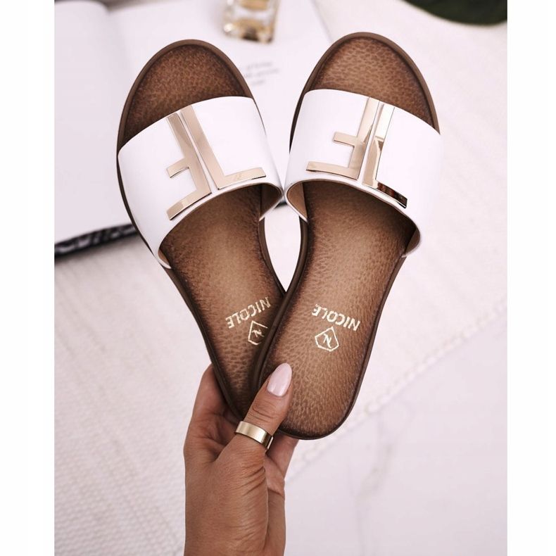 Tyylikkäät naisten tossut Valkoinen Nicole Dilmah 2