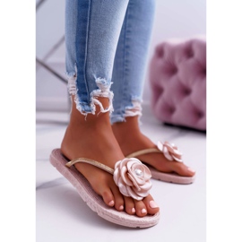 Naisten tossut Varvastossut Beige Flower Glitter Elenda 1