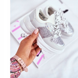 FRROCK Lasten urheilukengät, joissa on Brocade Silver Matylda valkoinen harmaa 2