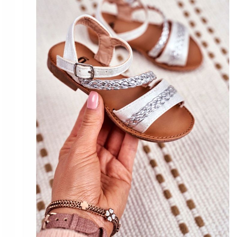 FRROCK Lasten hopeiset Kremo -sandaalit harmaa 2