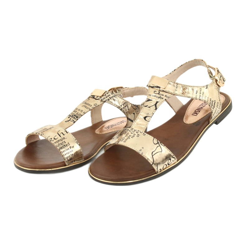 M.Daszyński Kultaiset sandaalit sanomalehti Daszyński MR1583-7 musta keltainen 4