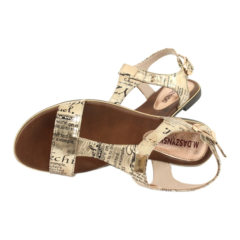 M.Daszyński Kultaiset sandaalit sanomalehti Daszyński MR1583-7 musta keltainen 5