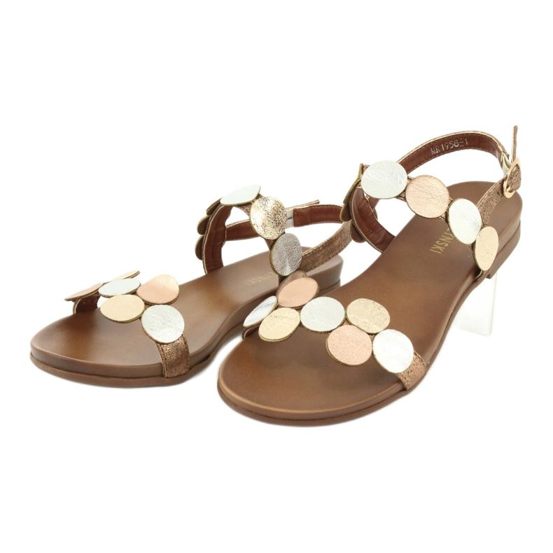 M.Daszyński Sandaalit kultaiset pyörät Daszyński MR1958-1 ruskea hopea kultainen 3