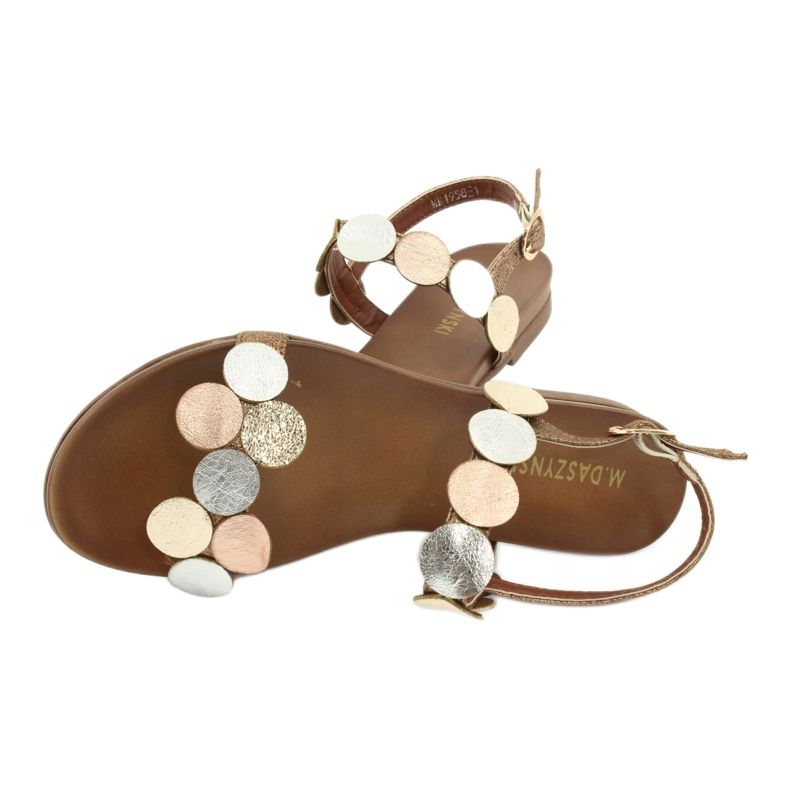 M.Daszyński Sandaalit kultaiset pyörät Daszyński MR1958-1 ruskea hopea kultainen 4
