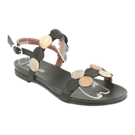 M.Daszyński Mustat sandaalit kultaisilla renkailla Daszyński MR1958-1 keltainen 1