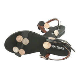 M.Daszyński Mustat sandaalit kultaisilla renkailla Daszyński MR1958-1 keltainen 4