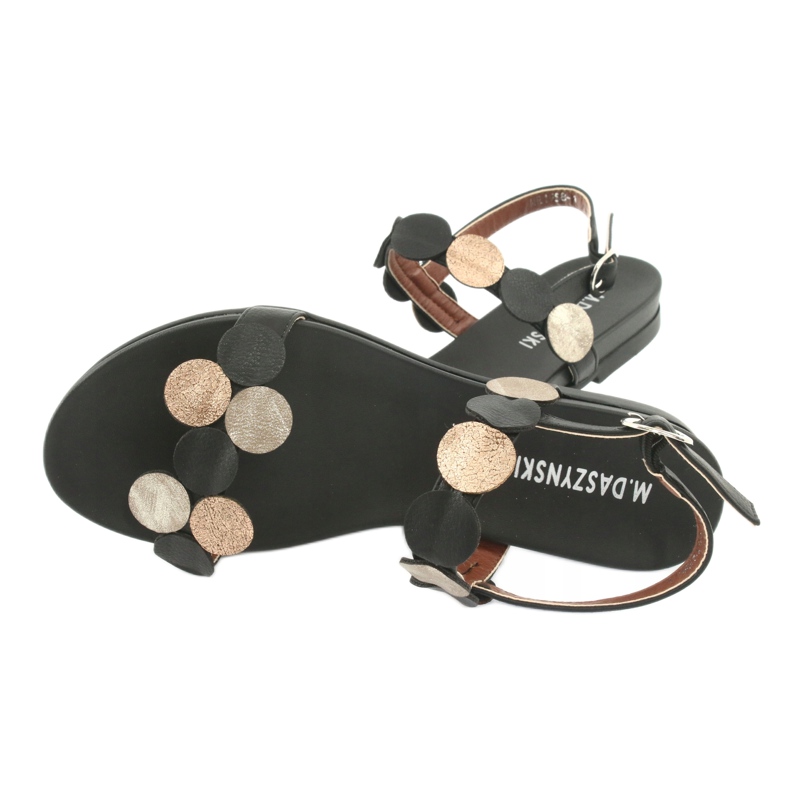 M.Daszyński Mustat sandaalit kultaisilla renkailla Daszyński MR1958-1 keltainen 4