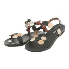 M.Daszyński Mustat sandaalit kultaisilla renkailla Daszyński MR1958-1 keltainen 3