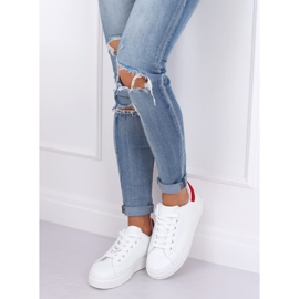 Valkoiset naisten lenkkarit 85-428 VALKOINEN / PUNAINEN 2