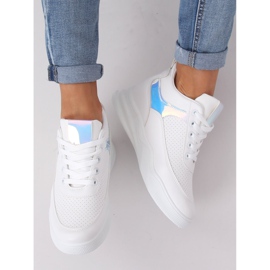 Valkoiset urheilukengät kiilakorot 85-429 VALKOINEN / HOPEA 1